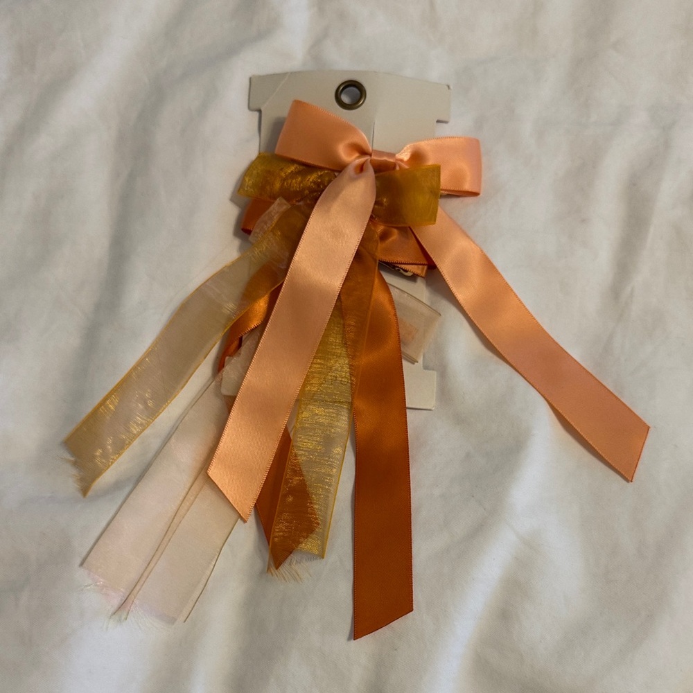 Peach & Gold Ribbon Bow Hair Clips 4-pack from Anthro